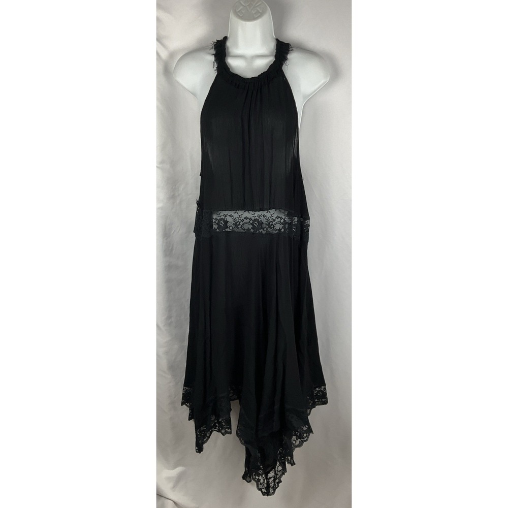 Free People Intimately Womens Small Black Go Lightly Lace Slip Dress Hanky